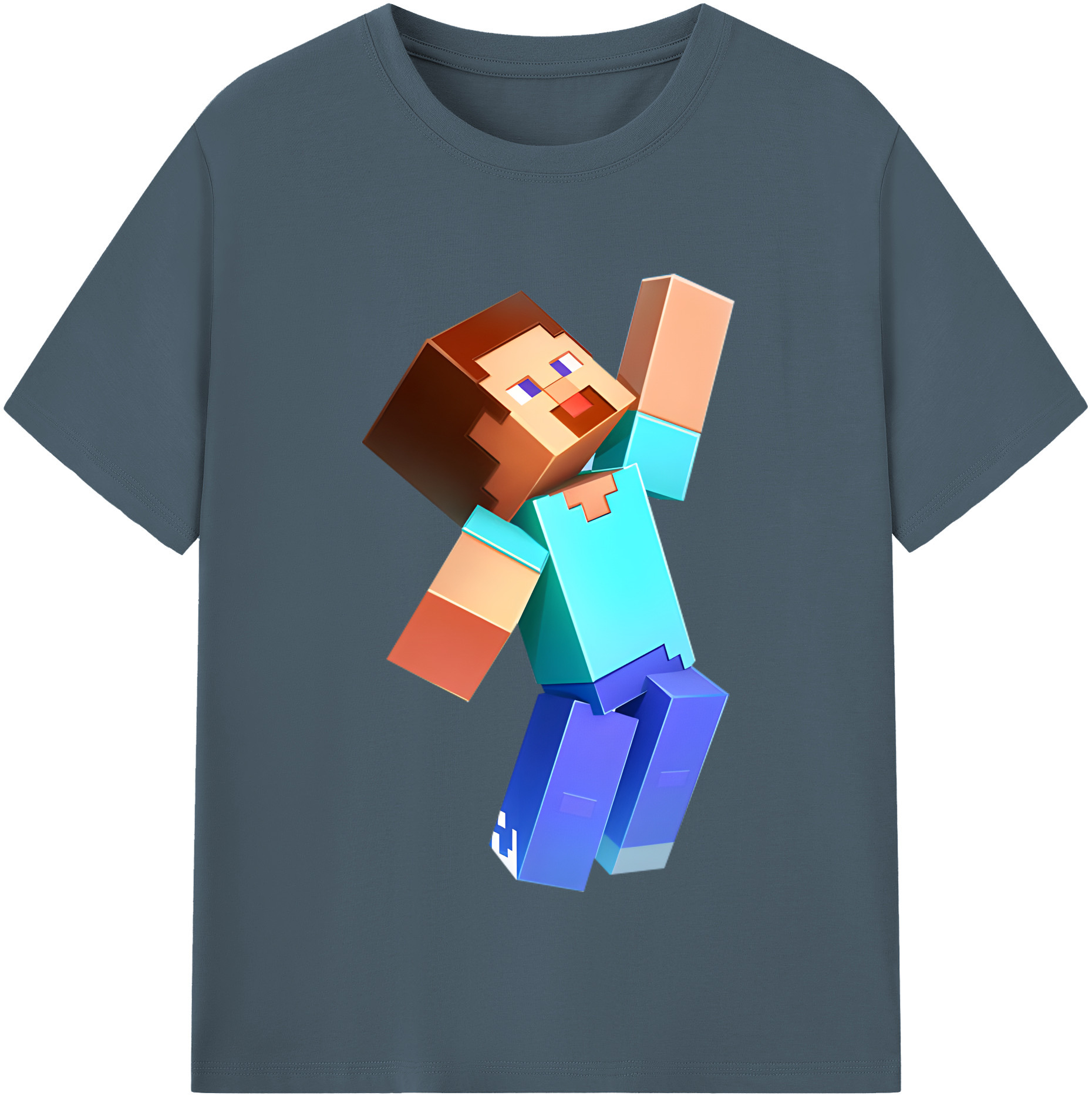 （画像用） マインクラフト ブロックの世界 Minecraft MC Block world 綿100％半袖Tシャツ（フロントプリント）